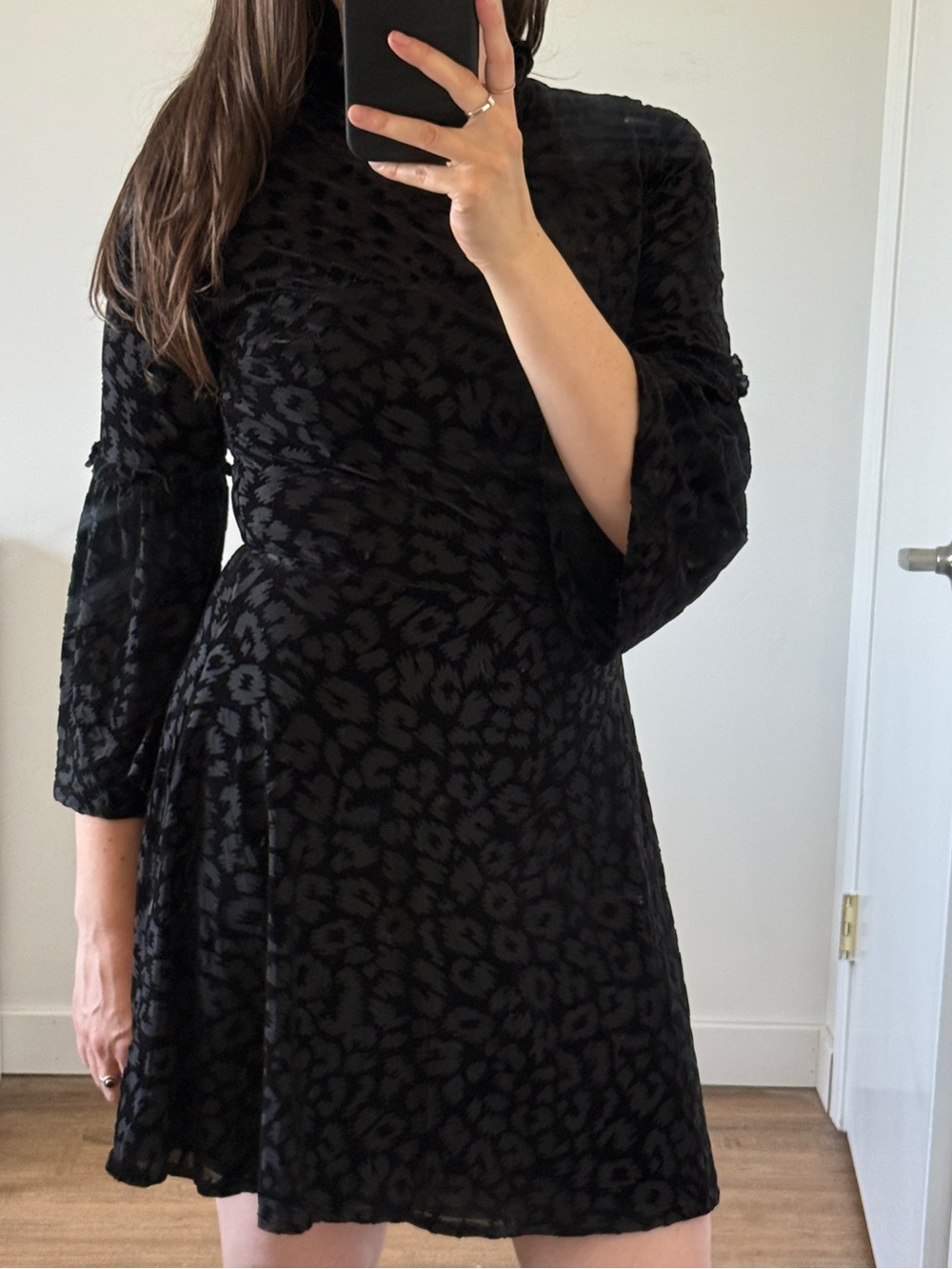 Design Lab Black Fit & Flare Mini Dress Velvet Burnout Whimsigoth M